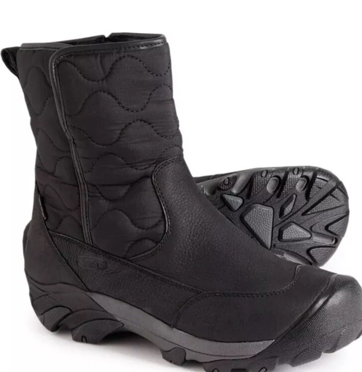 Stivali da neve Keen donna vera pelle Betty Boot neri impermeabili isolati zip 9 5
