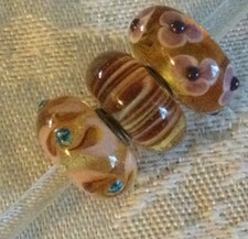 Trollbeads Unique Brown/White Set/Lot Beads