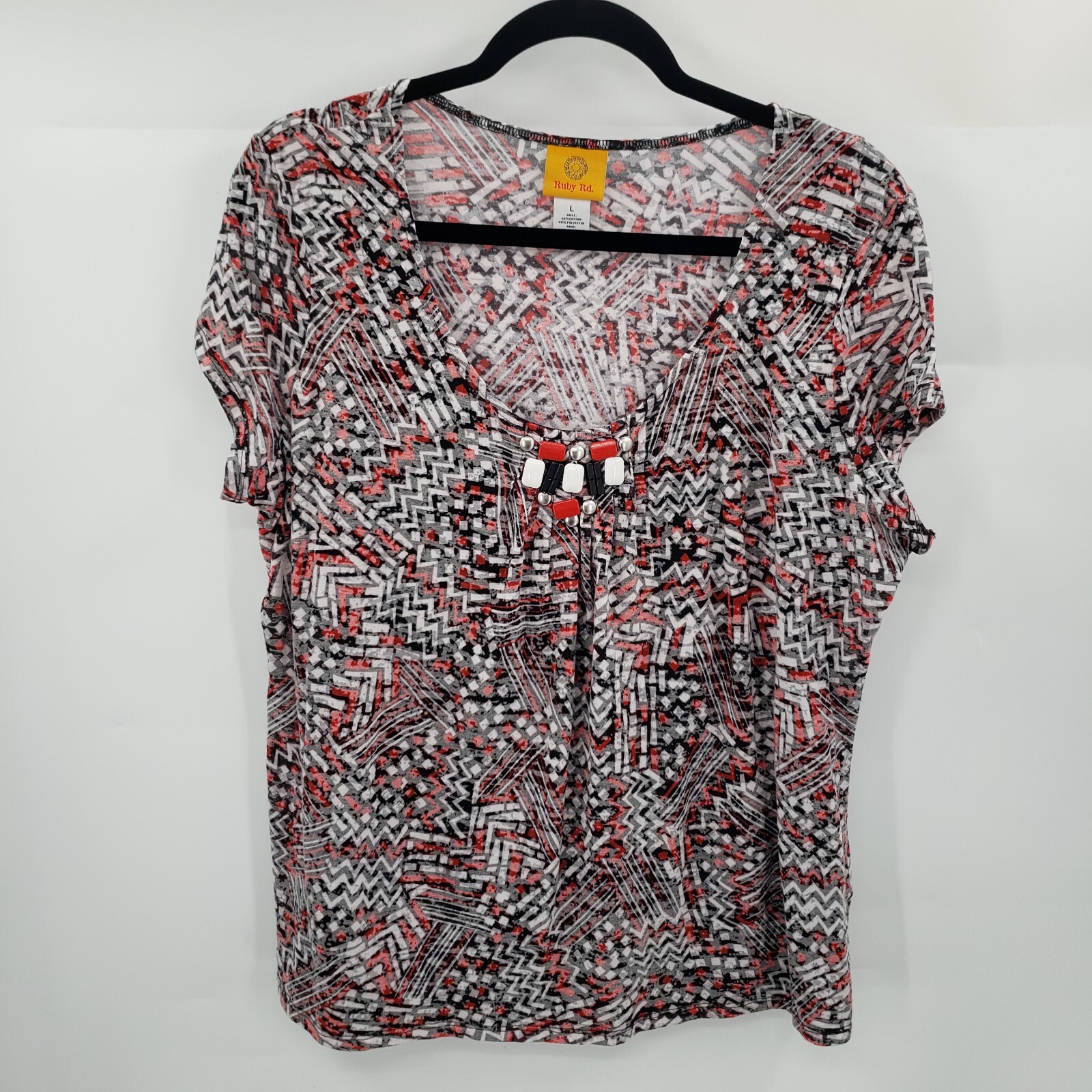 Ruby Rd. Large Geometric Print Knit Top Womens Be… - image 12