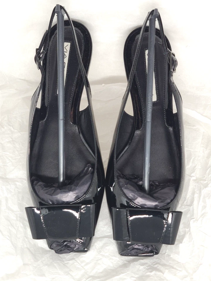VIA SPIGA Women 8 M Flat Shoes V-Until-Black Patent Toe Ankle strap, New in Box - Image 2 of 4