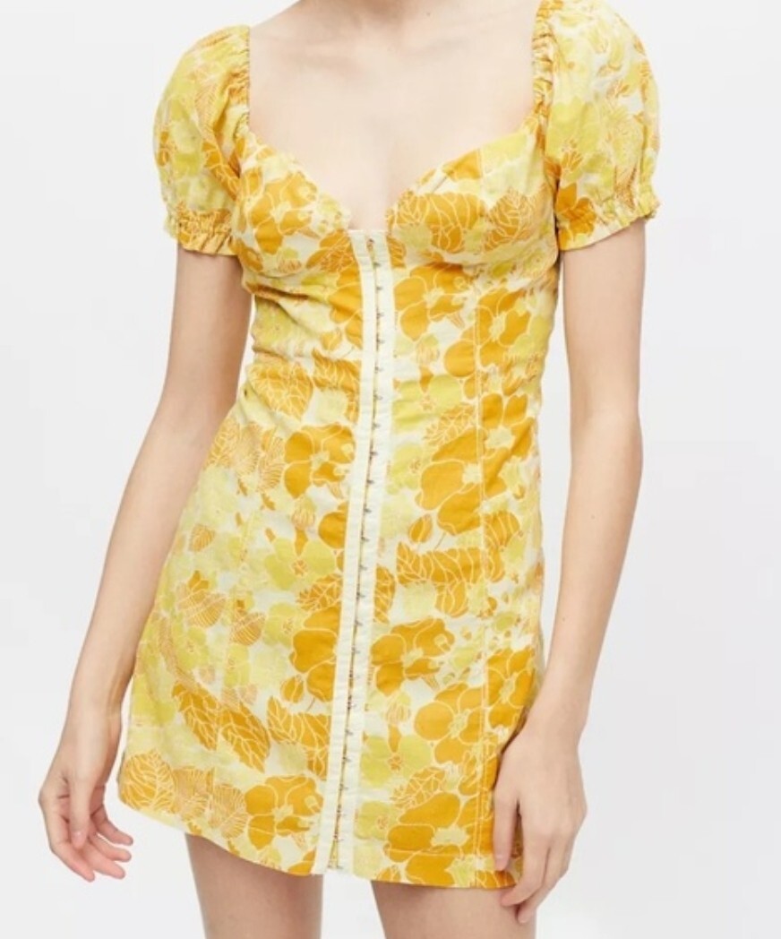 NWT Urban Outfitters Britney Hook & Eye Mini Dress Yellow Floral Print Sz L | eBay NWT Urban Outfitters Britney Hook & Eye Mini Dress Yellow Floral Print Sz L | eBay