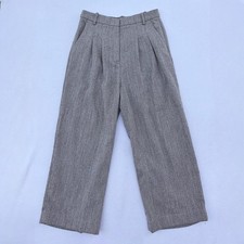 H M Gray Herringbone High-Waist Wide Leg Work Pants Trousers Size 6 Corpcore