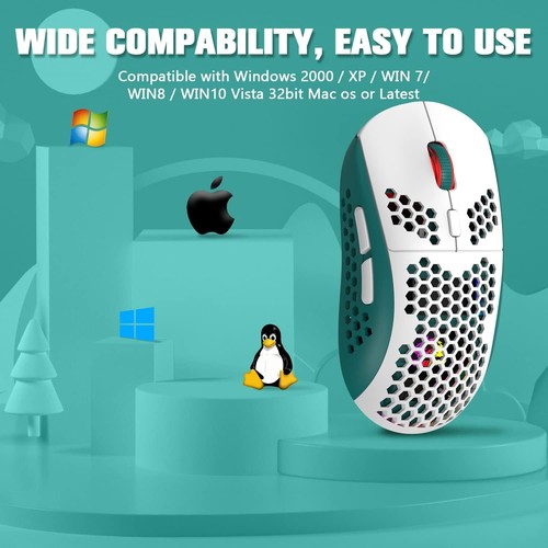 KUIYN M8 Ultralight Wired Honeycomb Gaming Mouse RGB Backlit Programmable for PC - Picture 7 of 47