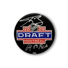 Tyson Barrie Autographed 2009 NHL Draft Hockey Puck Inscribed 64th Pick