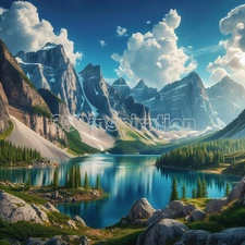 Digital Image Picture Photo Wallpaper Background Desktop Mountains Lake #A544