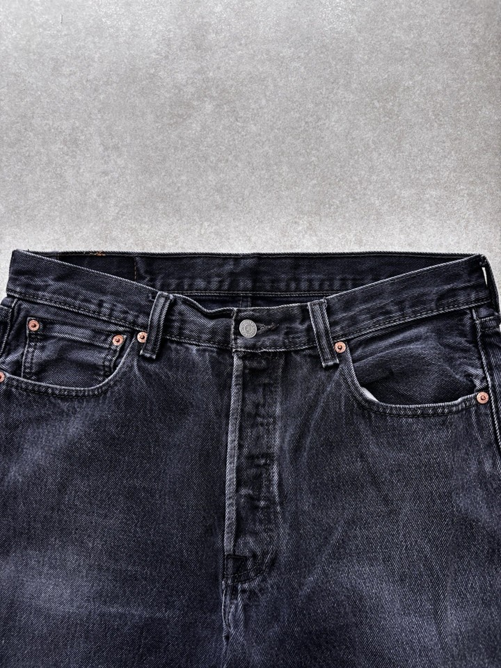 Jeans Levi's 501 Premium Big E - Taille W34/L32 - Noir - Coupe Droite Boutons - Occasion
