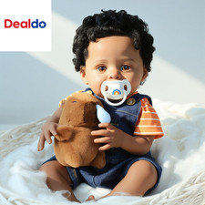 20-Inch Reborn Baby Boy Doll, Weighted Soft Cloth Body, Hand-Rooted Curly Hair,