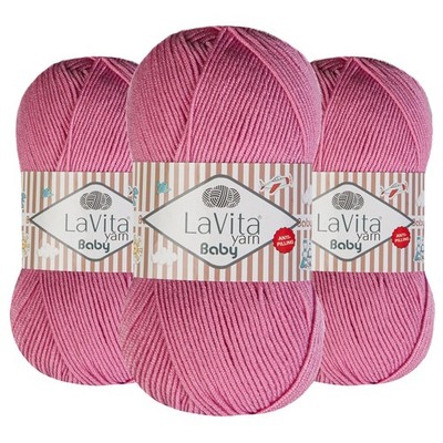 LaVita Baby Premium Anti-Pill Acrylic Yarn - 820 Yards, 3 x 3.5 oz - Warm, Ai...