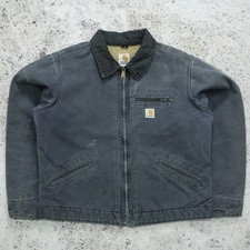 Vintage Carhartt WOMENS WJ097 PTL FADED Grey Detroit Jacket Sherpa Size Large