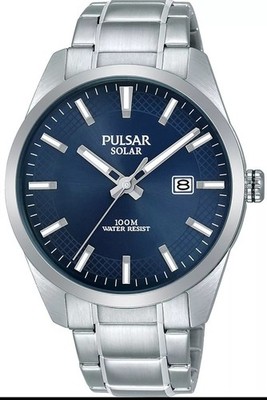 Pulsar PX3181X1 Solar Herrenuhr Edelstahl Armbanduhr Blau Silber