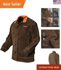 Leather Welding Jacket for Men Women Safety Work Heavy Duty Flame Resistant Gear