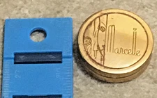 Vntg 1930s Marcelle Rouge Blush Gold Tone Mini Compact W Puff, Art Deco  1  1/2"