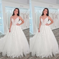 Spaghetti Straps Wedding Dresses Beach Sleeveless A Line V Neck Bridal Gowns
