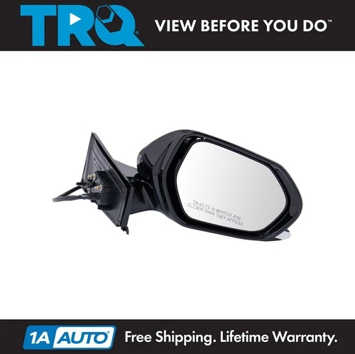 TRQ Mirror Power Heated Manual Fold Gloss Black Base Paint to Match RH for Prius