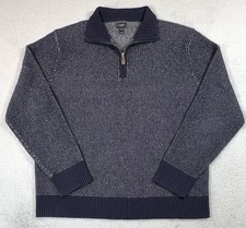 J Crew Sweater Mens XL Blue 1/4 Zip Heavyweight Wool Birdseye Pullover Jumper