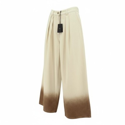 Alanui Bright Hues Women's W27 Brown Wide For Cotton Jeans Dark Hem Detail