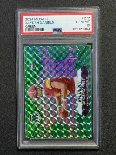 Jayden Daniels 2024 Panini Mosaic PSA 10 NFL Debut Green Mosaic #272
