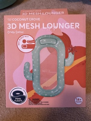 Coconut Grove 3D Mesh Lounger Crazy Cactus Pool Float w/ Headrest NEW NIB 62.5 