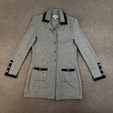 St John Basics Jacket Womens Size 6 Gray Black Buttons Pockets Formal Casual ZZ