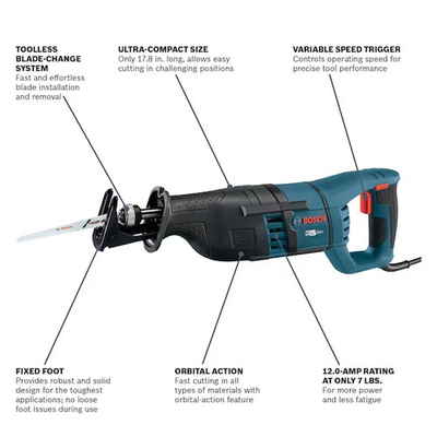 #ad Bosch 12 Amp Variable Speed Reciprocating Saw Corded Heavy Duty Only Tool RS325 $99.99