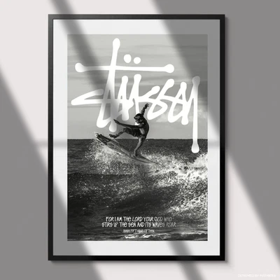 Stussy Poster Surfing Streetwear Vintage Style Surf Beach Wall Art