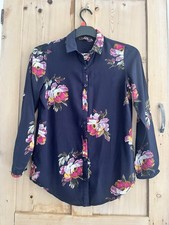 Beautiful Navy Floral Print Button Up Blouse Shirt Top Joules Size 6