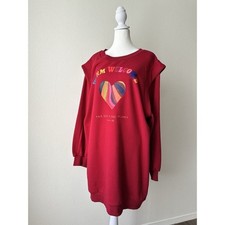 FARM Rio NWT Warm Welcome Sweatdress Sweatshirt Dress Red Rainbow Heart Size L