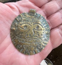 Delightful C17th Green man amulet or charm full face wearable today folk art