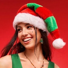 Santa Elf Hat Xmas Hat Father Christmas Hat Adults Deluxe Plush New Year Gifts