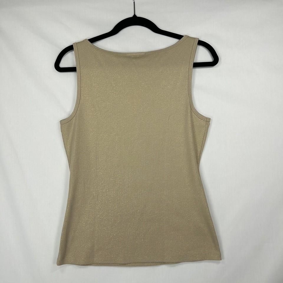 INC International Concepts Gold Metallic Shimmer Ribbed Tank Top ...
