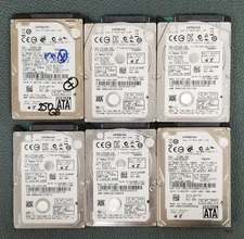 (LOT OF 6) Hitachi Travelstar 250 GB Z7K320 HTE723225A7A364,7200, 2.5" DRIVE