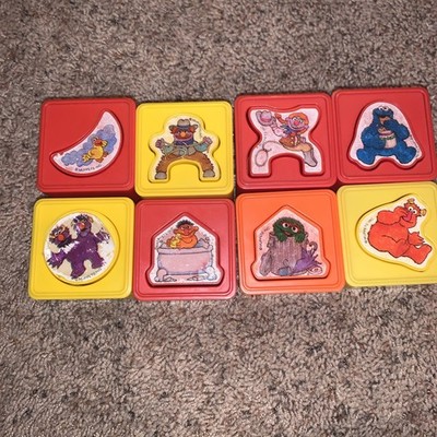 Playskool VTG 1988 Sesame Street Muppets 8 Plastic Blocks Shape Sorter Toys 16pc