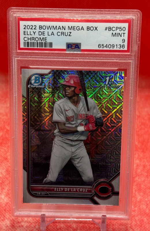 2022 Bowman 1st Chrome Elly De La Cruz PSA 9 Mojo Refractor Mega Box #BCP-50