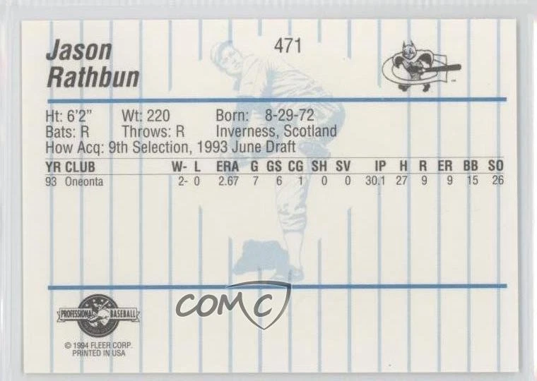 1994 Fleer ProCards Minor League Jason Rathbun #471 - Image 2 of 2