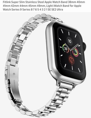 Fitlink Super Slim Stainless Steel Apple Watch Band 38mm40mm41mm42mm44mm45mm49mm