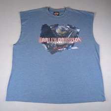 Vintage Harley Davidson Tank Top Shirt Mens XXL Blue Santa Cruz 1997 Made in USA