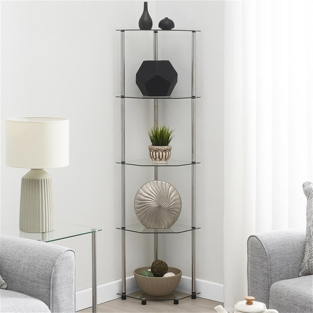 Designs2Go Classic Glass 5 Tier Corner Tower 13.75" - Modern