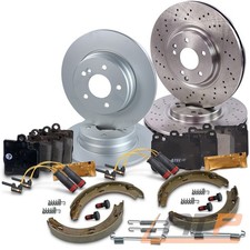 4x BREMSSCHEIBE+BREMSBELÄGE+BREMSBACKEN VORNE+HINTEN FÜR MERCEDES C-KLASSE W203
