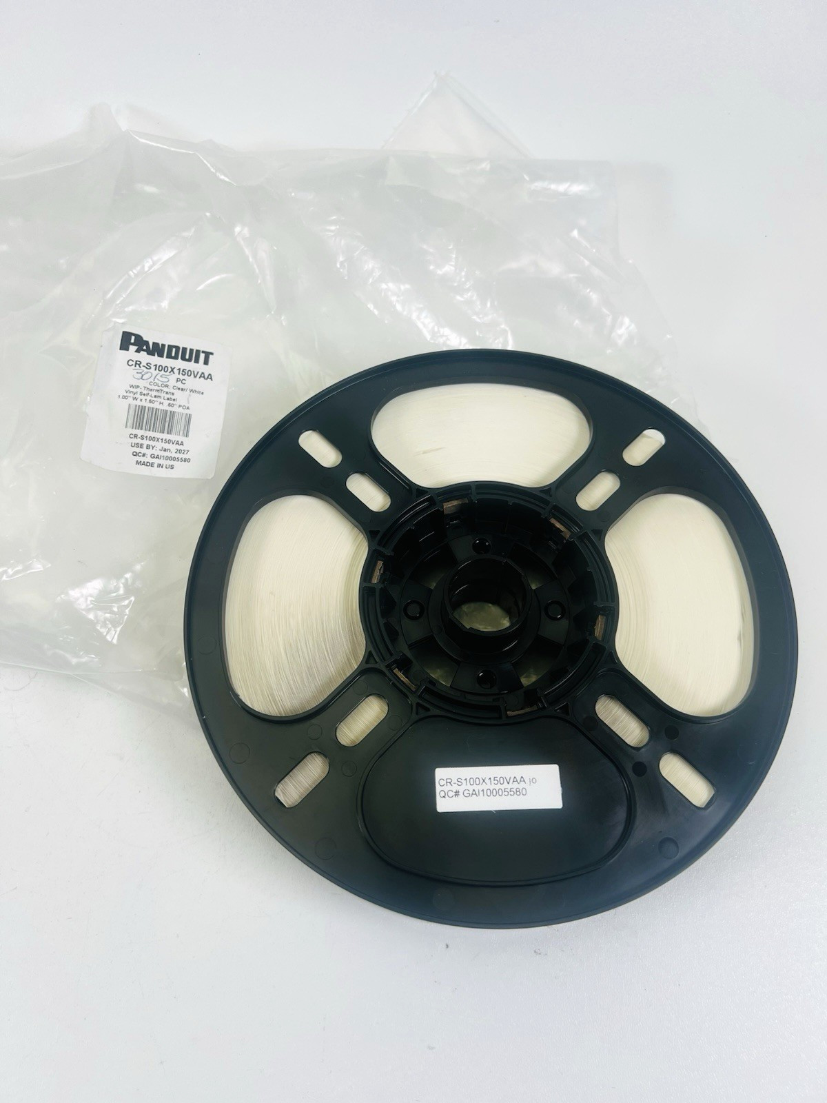 Panduit S100X150VAA Self-Laminating Labels 3,015 Roll Clear White