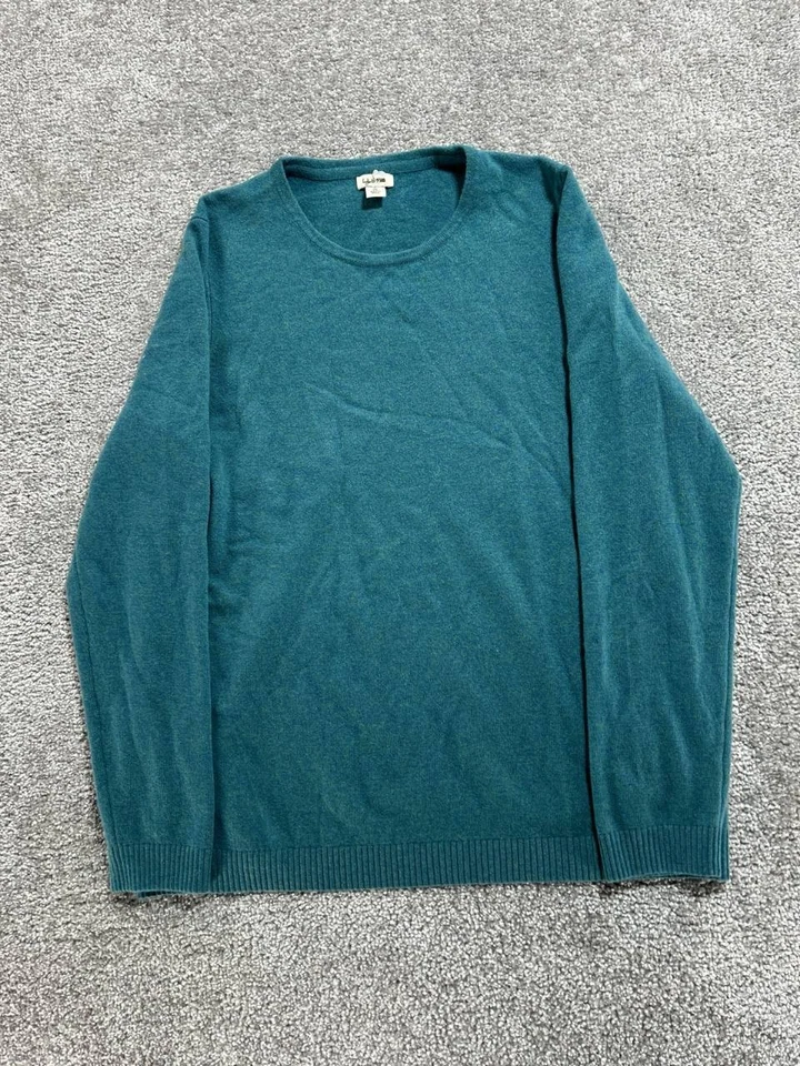 Suéter LL Bean para mujer XL verde cachemir calce clásico tejido ajustado ribete acanalado Foto 2 de 4