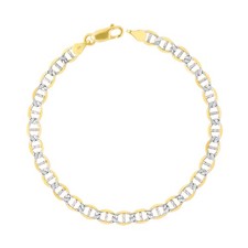 10K Yellow Gold Solid 5mm Pave Diamond Cut Mariner Anchor Chain Bracelet 7"- 9"