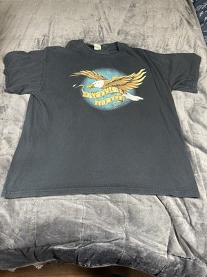Gildan Heavy Cotton XL T-Shirt   Bald Eagle  America the Free  Graphic   Black