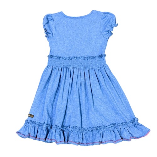 Matilda Jane Cale Batter Lap Dress Girls Heather Blue Ruffle Size 8 Short Sleeve - Picture 5 of 6