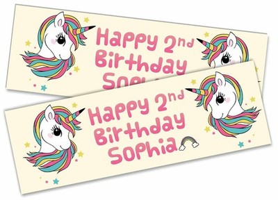 Personalised Unicorn Birthday Banner Any Name Age Team - Custom Kids Party 41