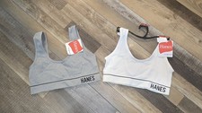 Hanes Women's Sport Bras 2 Pack Size Medium 34-36 Gray  White NWT