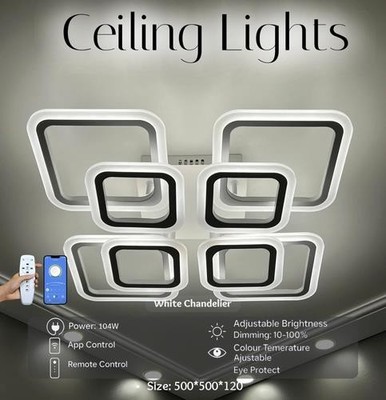 LED Decken Kronleuchter 8-eckig modern Unterputz dimmbar 104W mit Fernbedienung