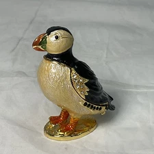 Bejeweled Enamel Standing Puffin Trinket Box