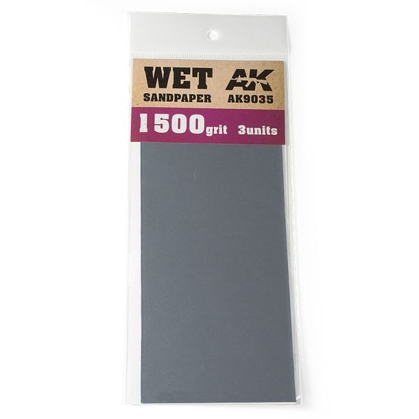 Wet Sandpaper 1500 Grit (3 pcs) - Hobby Tools - AK Interactive - Brand New