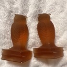 Two Vintage Westmoreland Amber Owls Sitting on Books Rhinestone Eyes -Stickers! — photo 4
