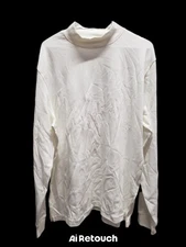 Scott Barber Mens Shirt Medium Turtle Neck Long Sleeve Pima Cotton White
